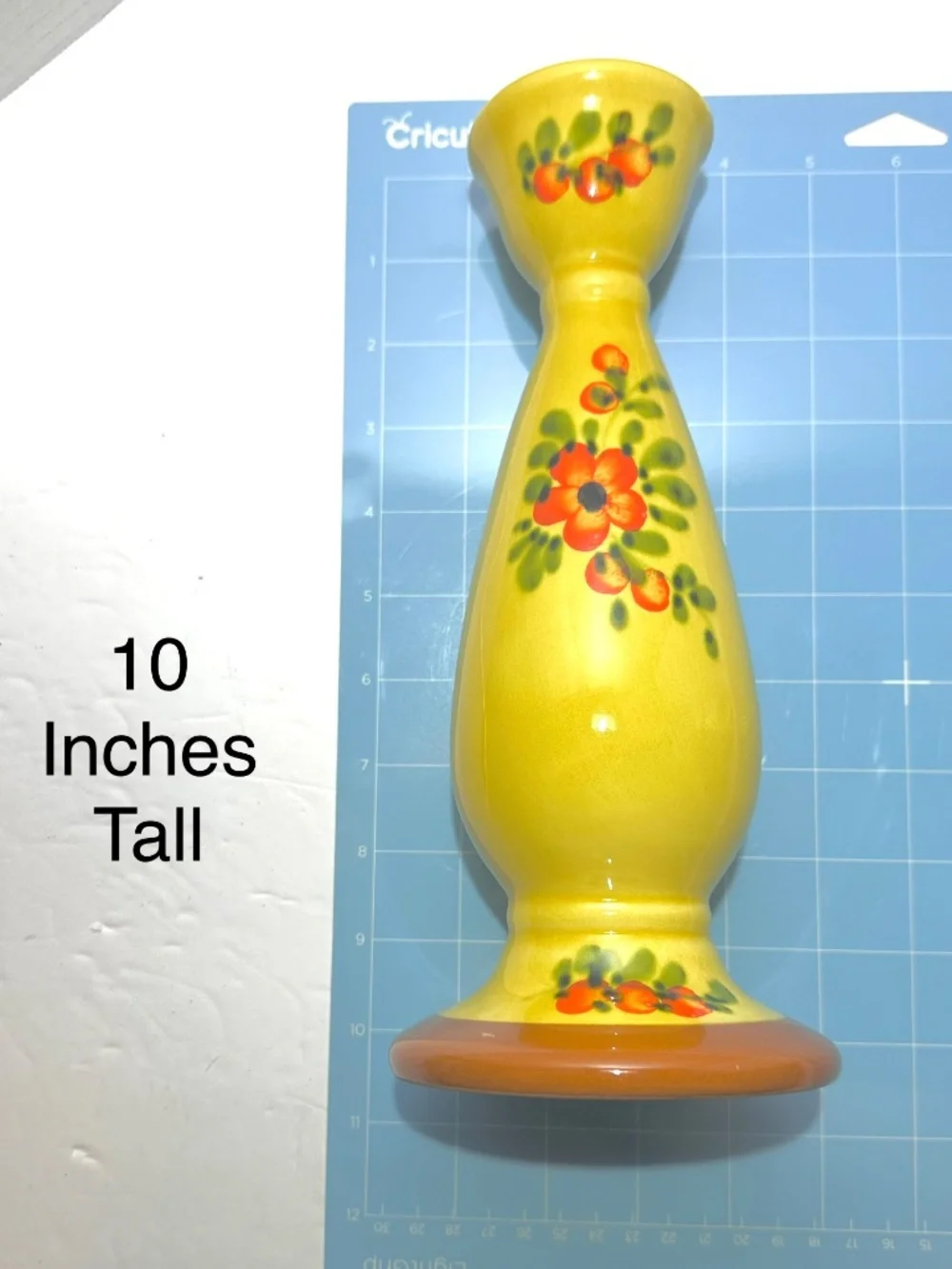 Vintage Pizzato Italian Ceramic Candlestick Holders Pair Hand Painted Floral